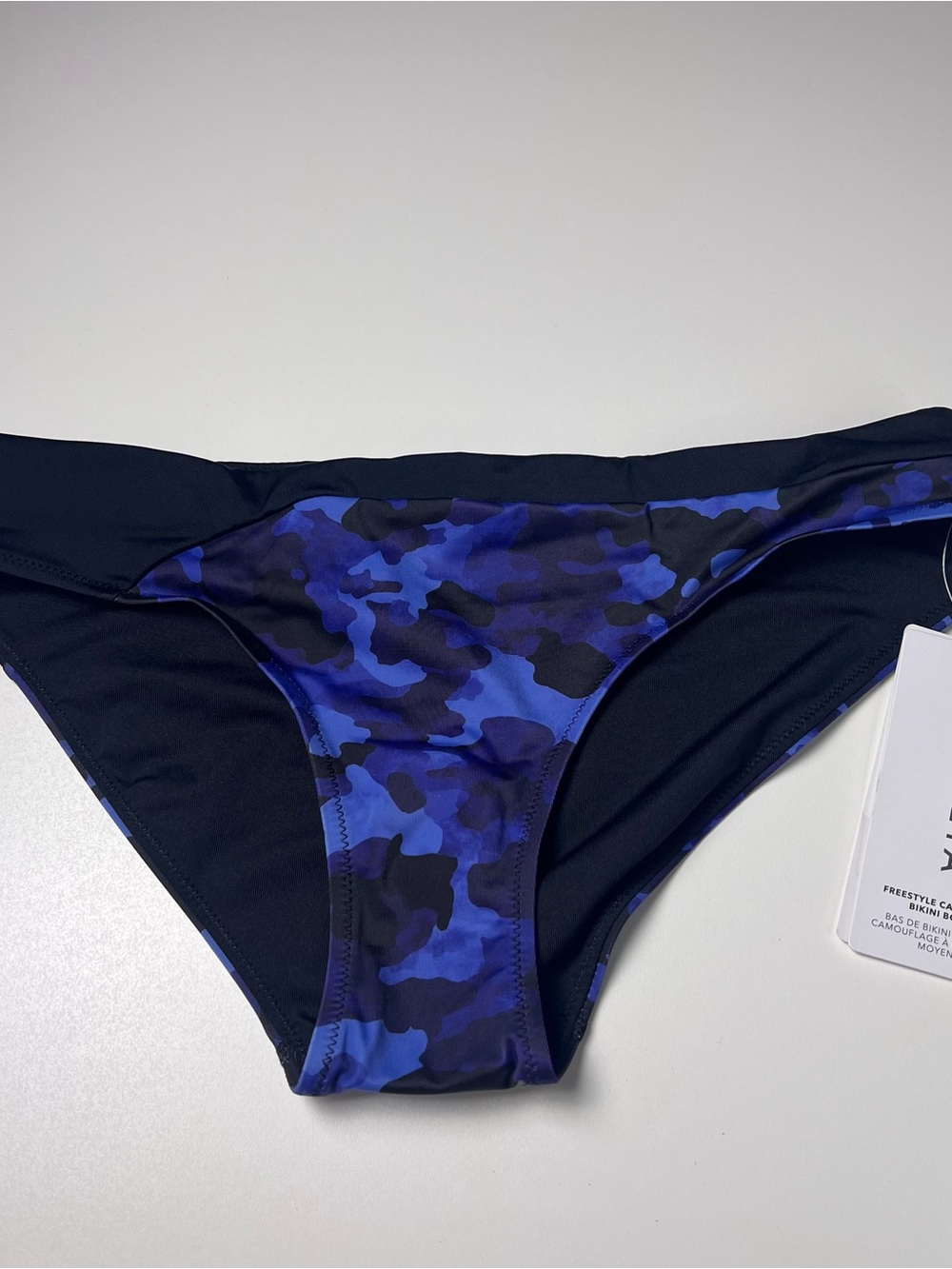 NWT Athleta Freestyle Camo Medium Bikini Bottom Blue Black Size Small